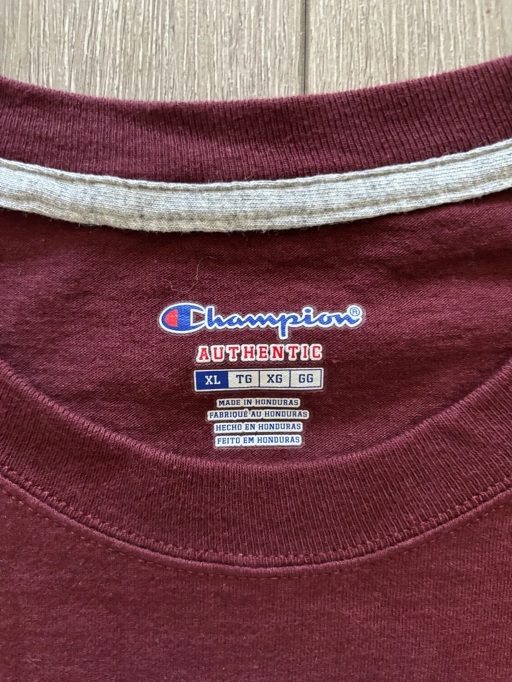 Champion Men's Burgundy Short Sleeve Crewneck T-Shirt - Picture 2 of 3